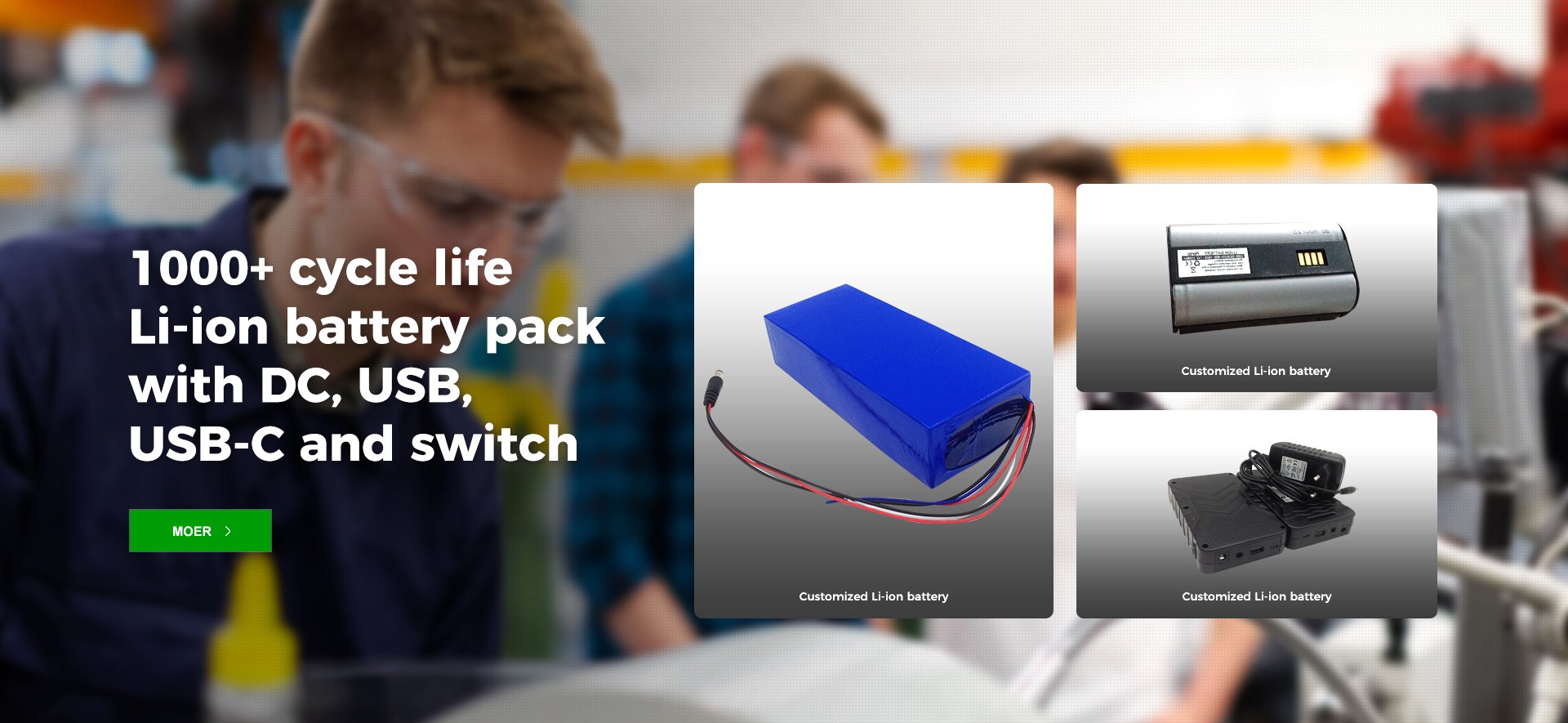 1000+ Cycle Life Li-ion Battery Pack with Dc, Usb, Type-c and Switch